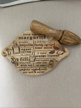 Mud Pie Natural Wood Margarita Muddler with Printed Recipe